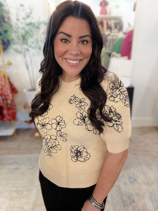 Floral Sketch Sweater