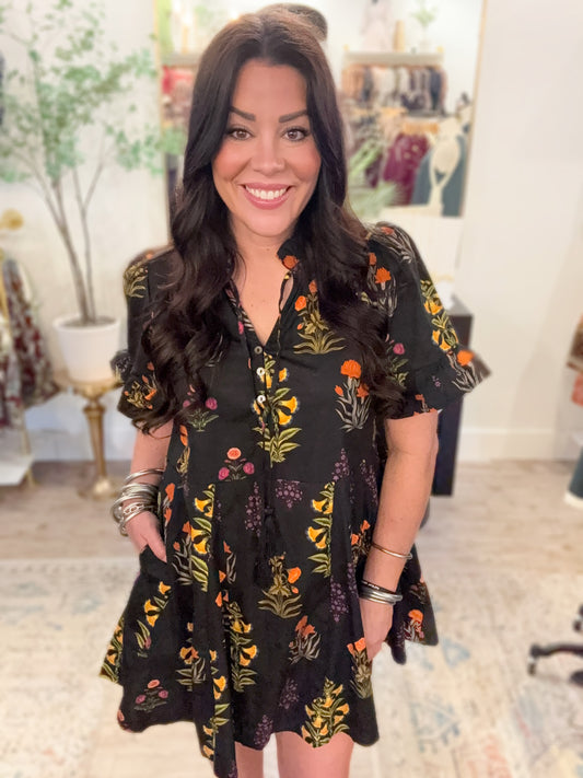 Autumn Bloom Mini Dress