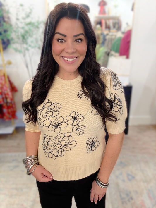 Floral Sketch Sweater