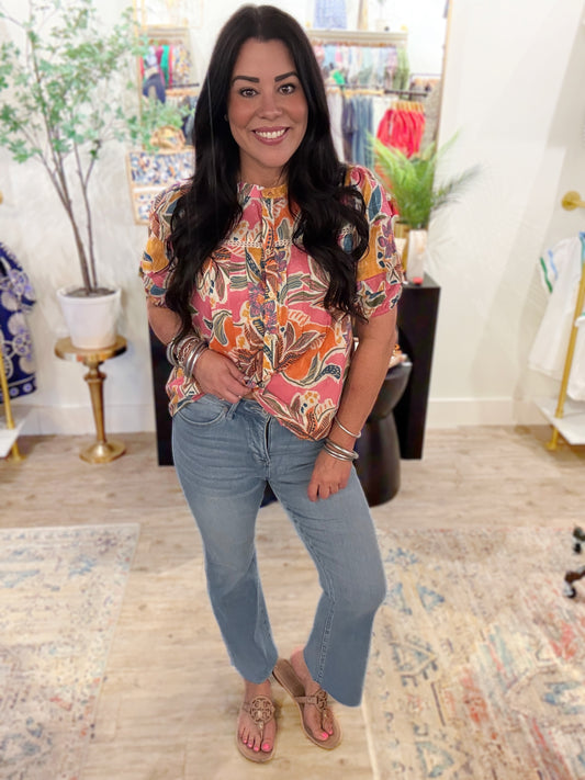 Mica Butter Denim High Rise Crop Flare