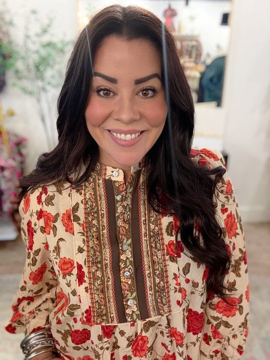 Vintage Rose Boho Blouse