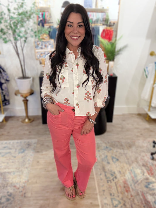 Digital Floral Pocket Camp Top