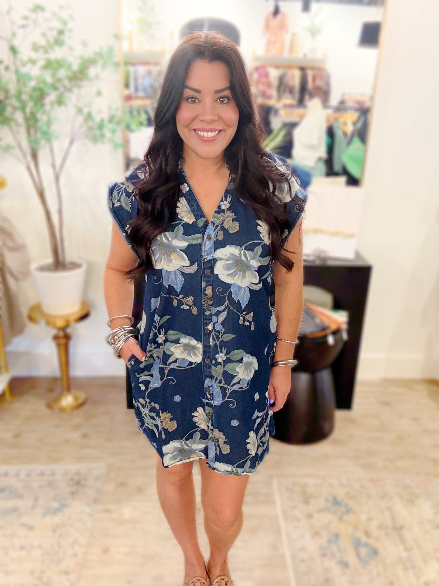 Denim Blooms Dress