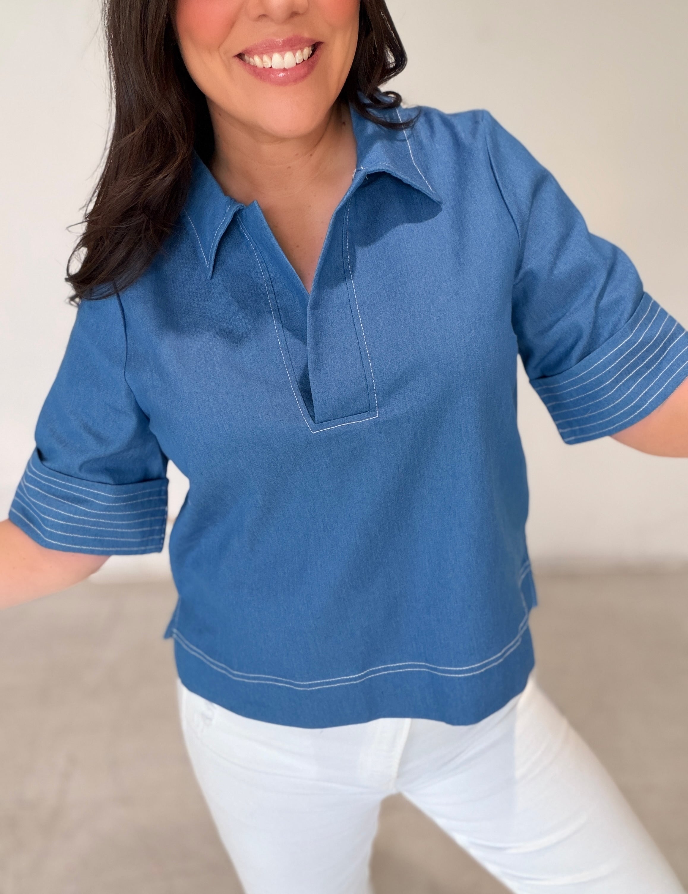 Harbor Breeze Denim Top by THML