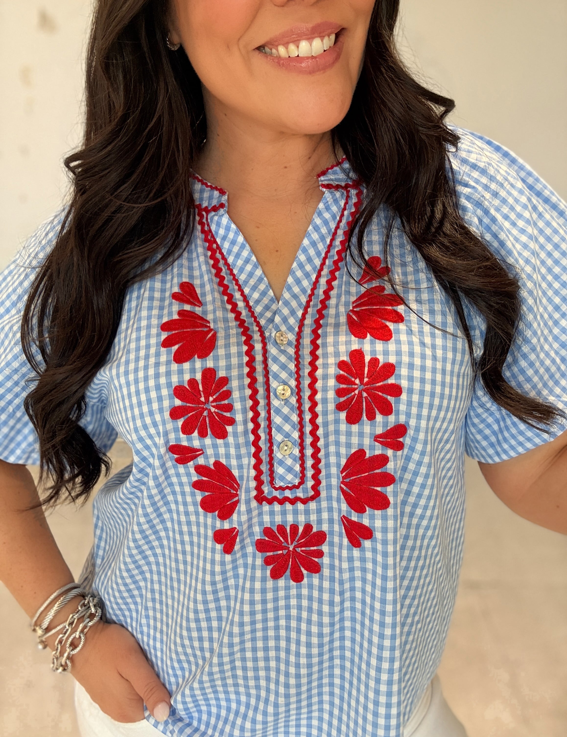 Red, White and Bloom Top