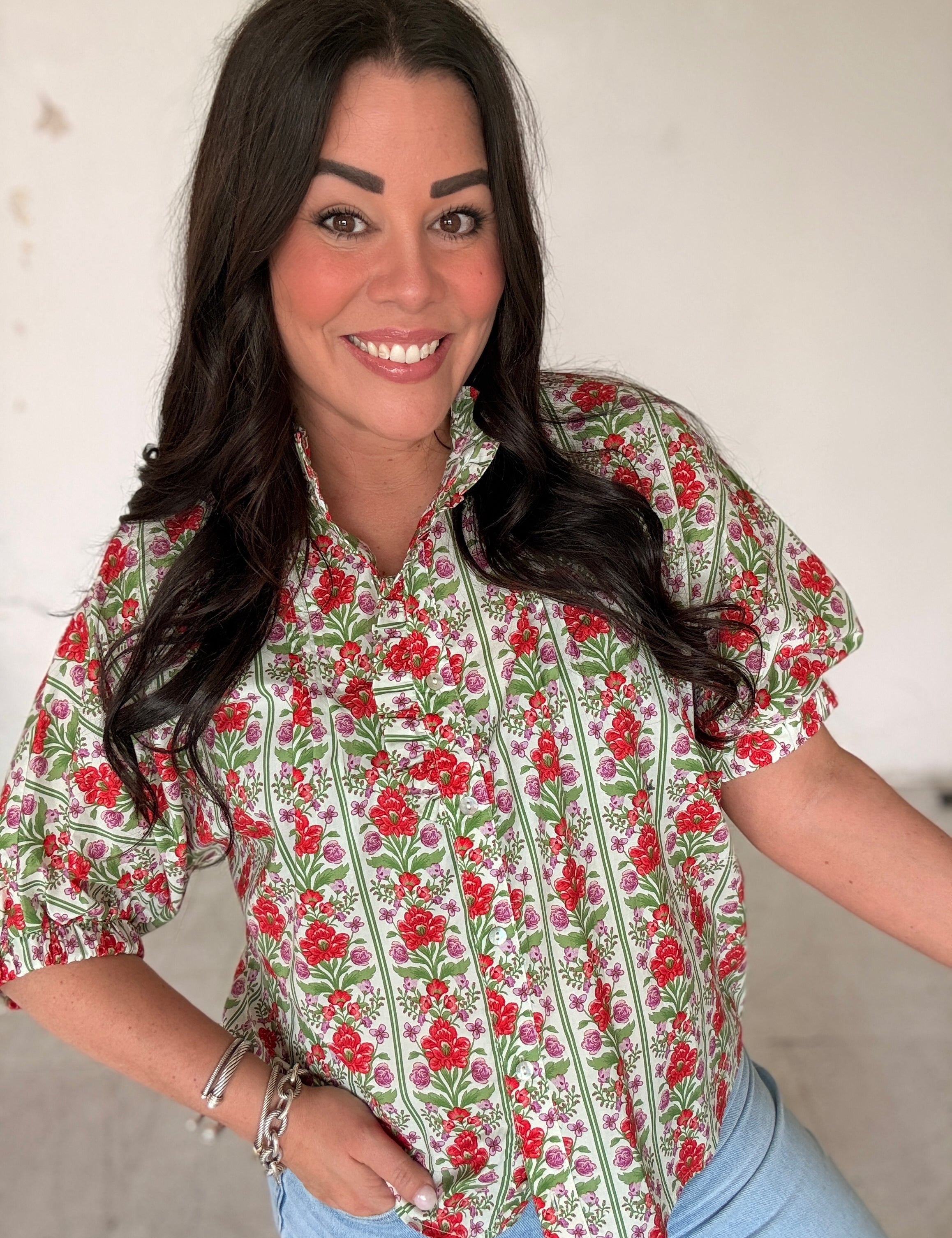 Luxe Bloom Button Up