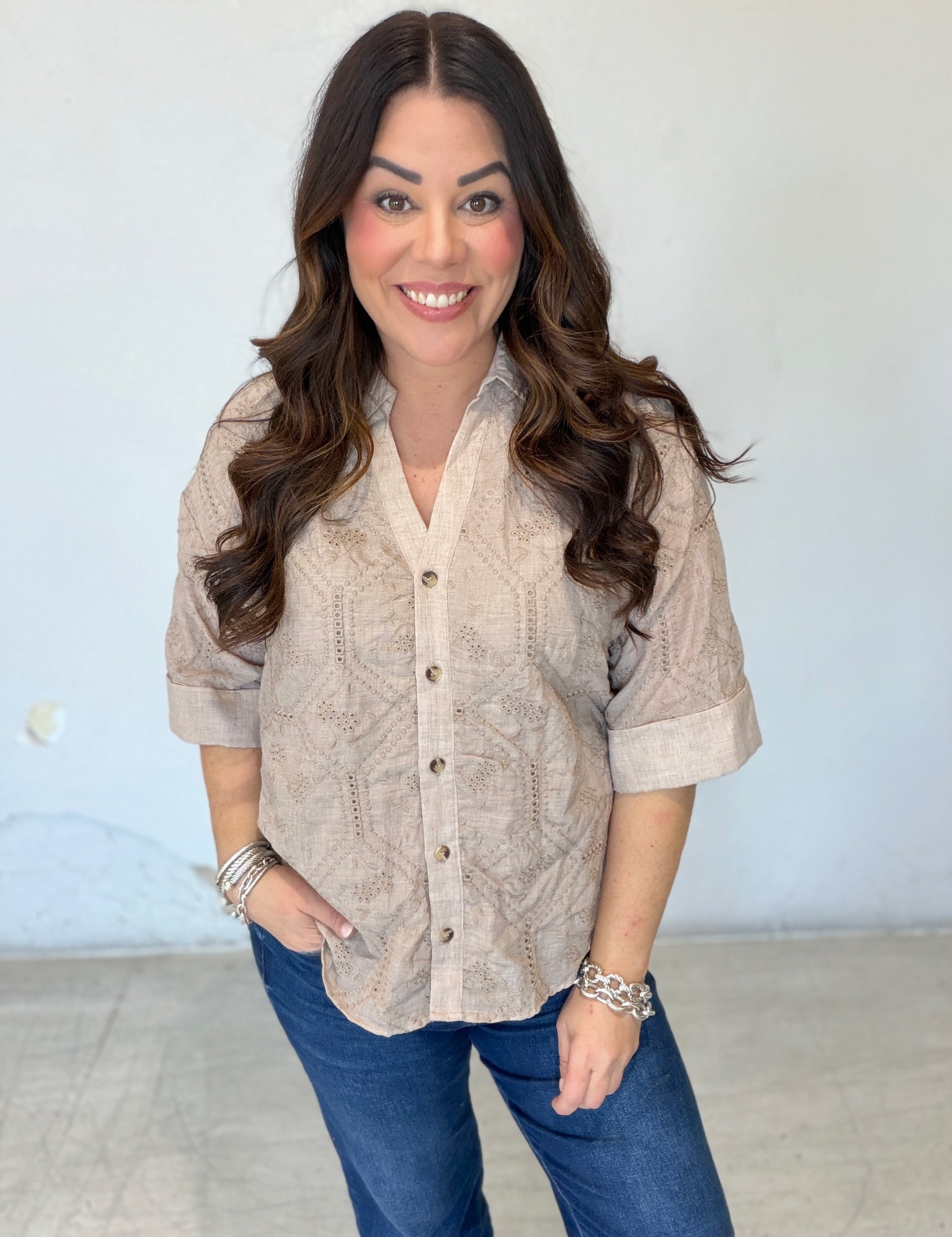 Chai + Charm Eyelet Blouse