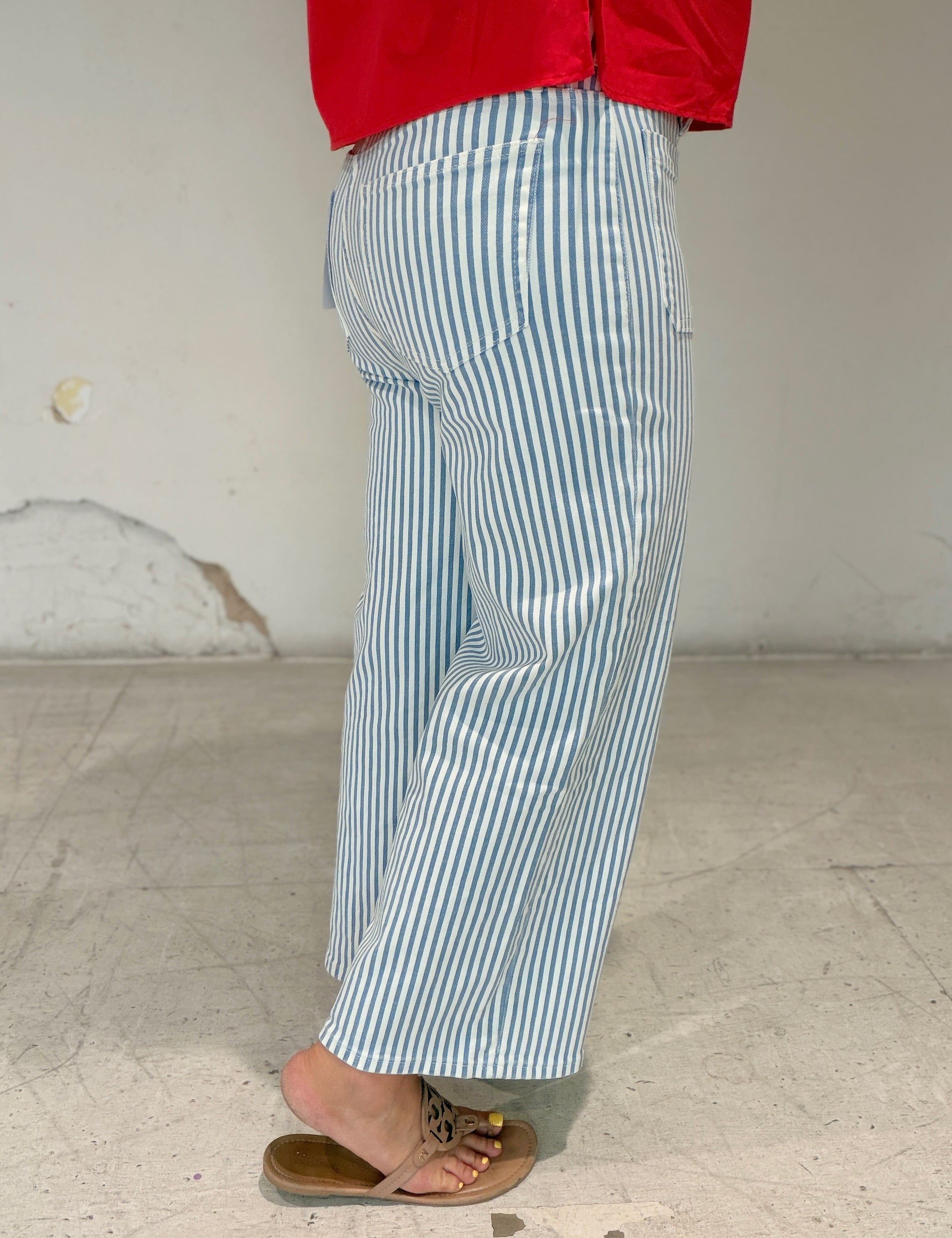 Mica Blue Stripe Wide Leg Crop