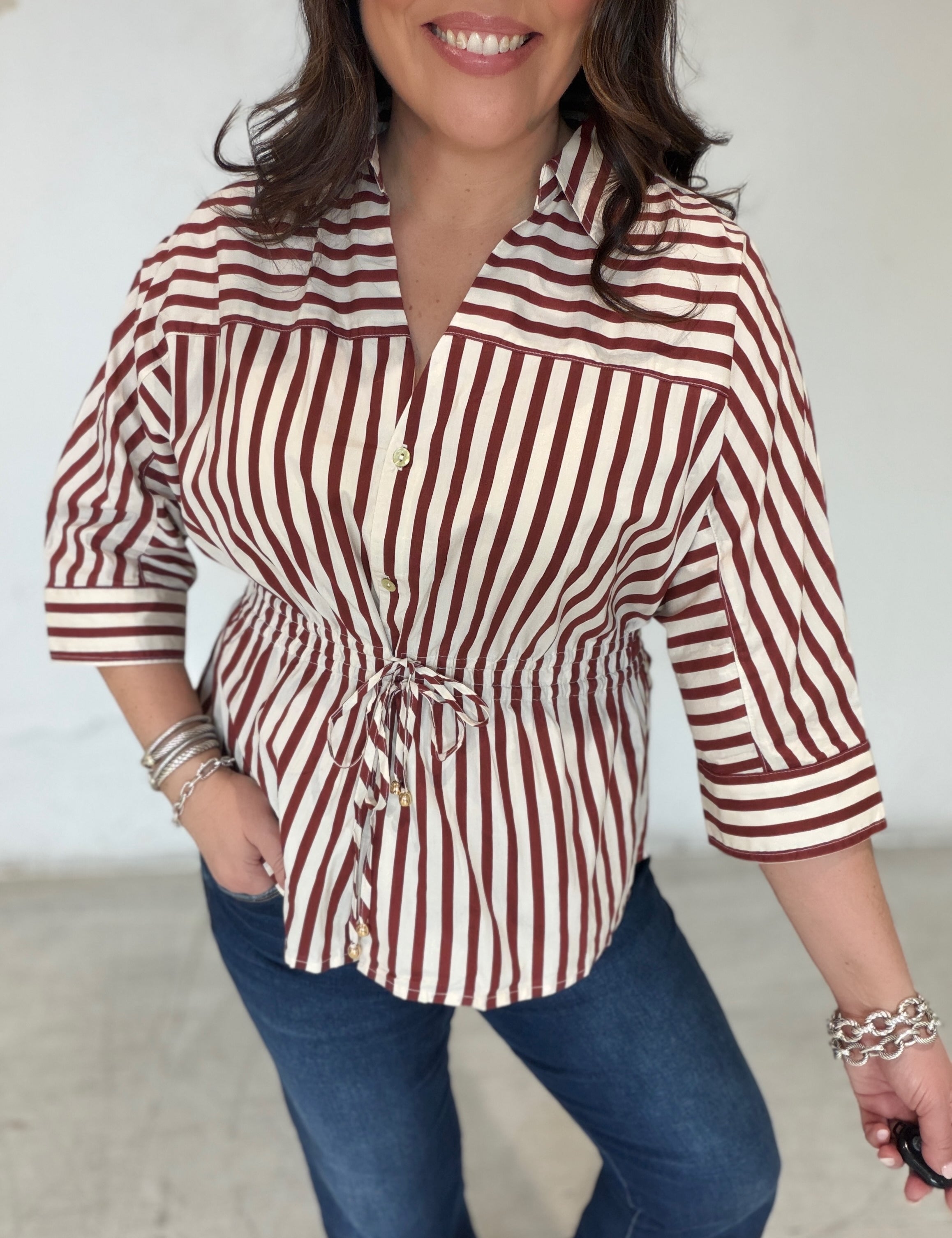 Merlot Striped Top