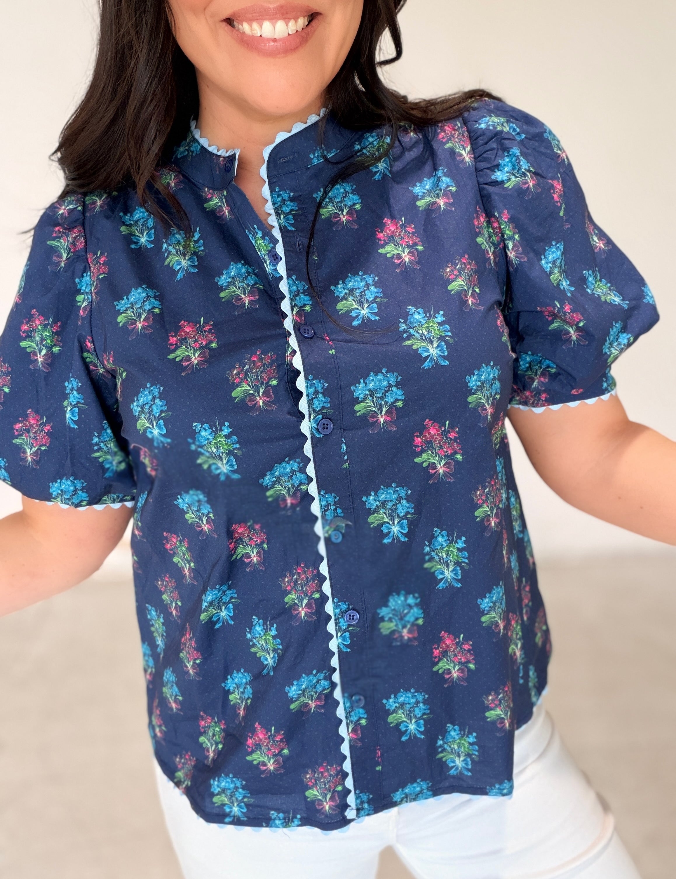 Navy Garden Party Top