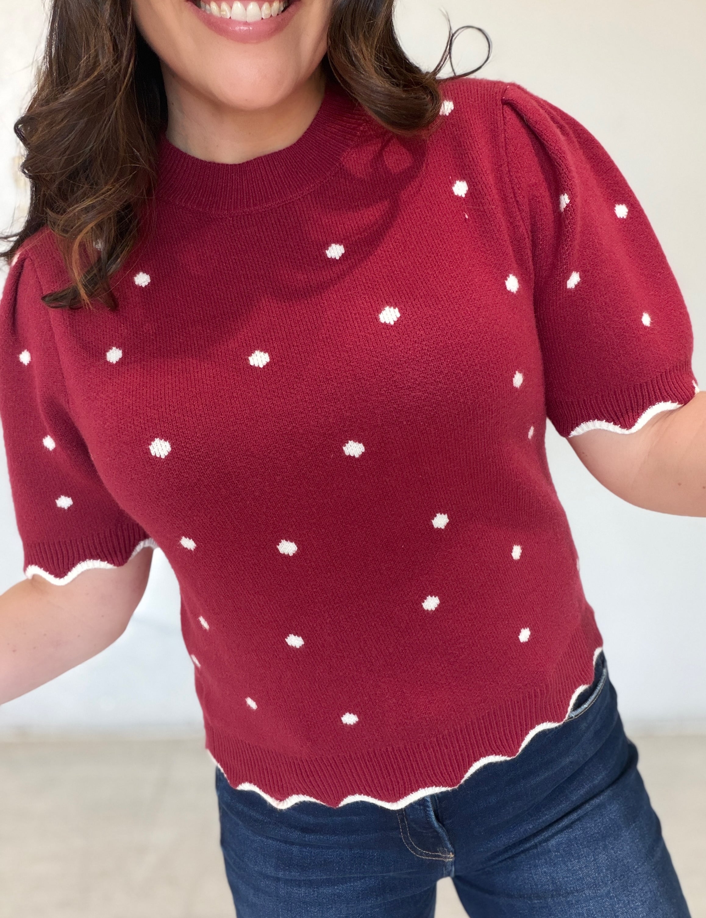 Burgundy Dot Sweater