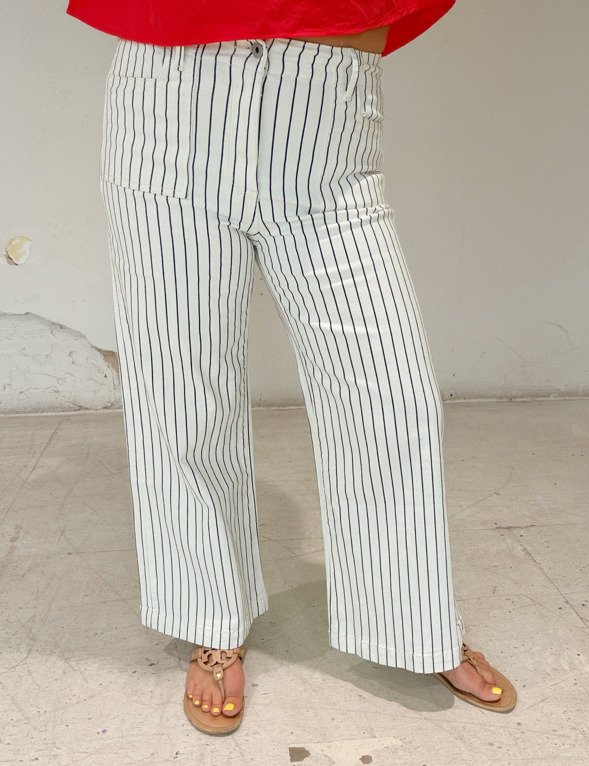 Mica Black Stripe Wide Leg Crop