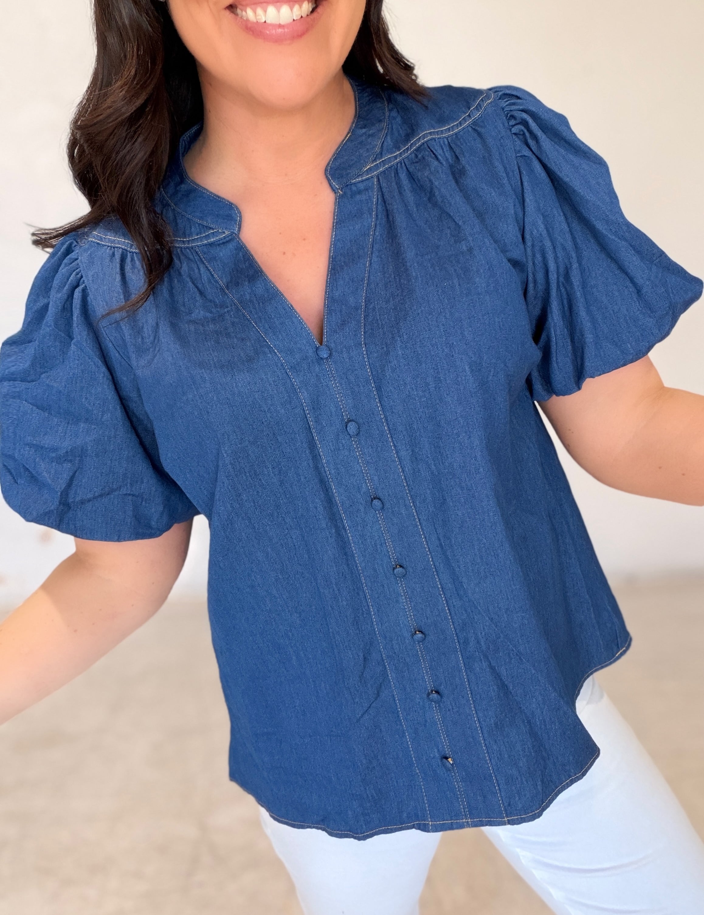 Effortless Charm Denim Top