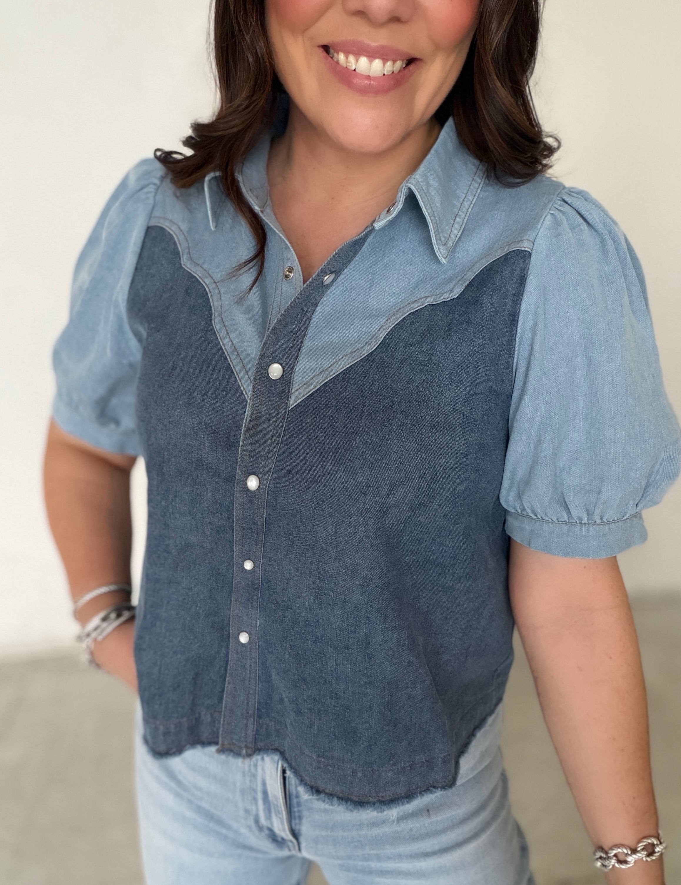 Double Take Denim Top